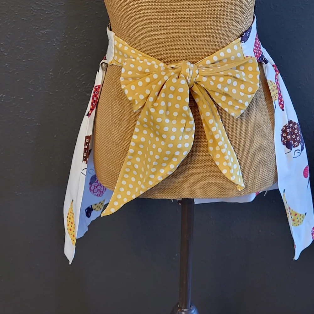 1960s Heavy Cotton Handmade Half Apron Fruit Design